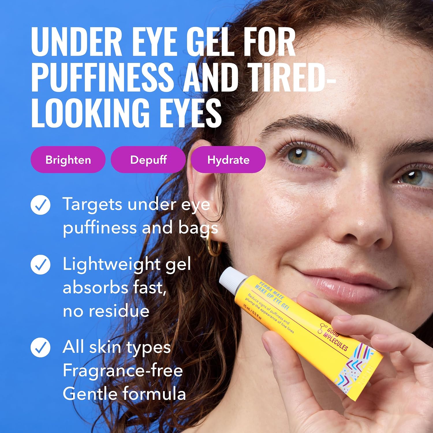 Good Molecules Yerba Mate Wake Up Eye Gel, Caffeine Under Eye Cream, 15 ml