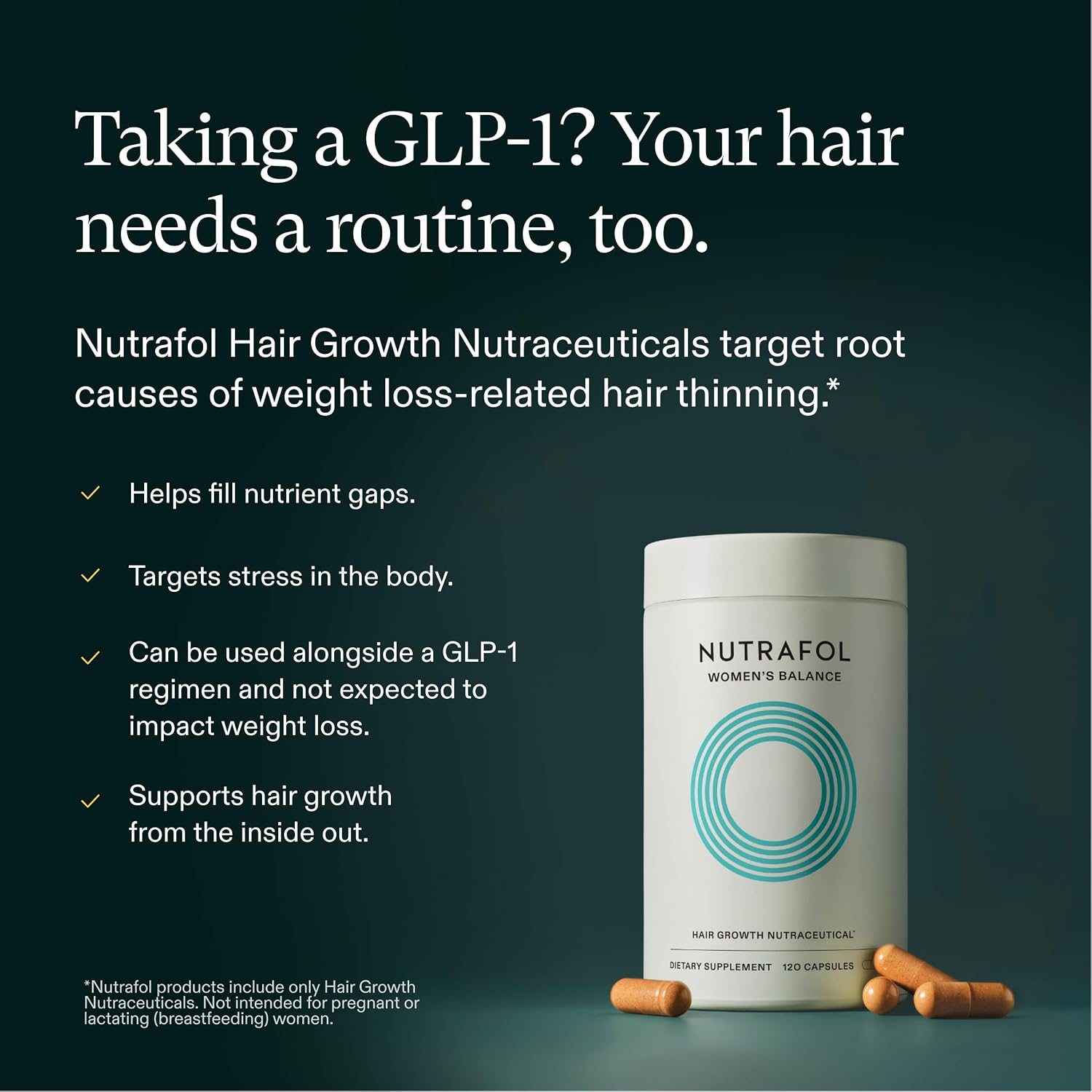 Nutrafol Women's Balance Hair Growth Supplements, Age 45+, 1-Month Bottle
