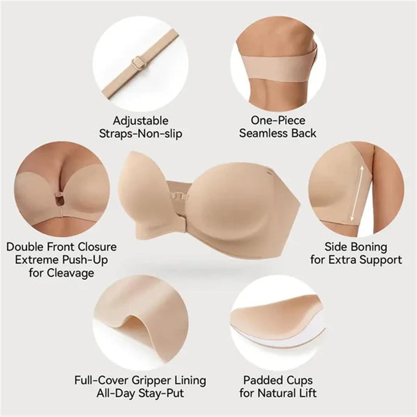 Convertible Strapless Push Up Bra